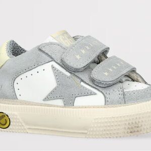 Golden Goose Kids Gray and White Star Sneakers